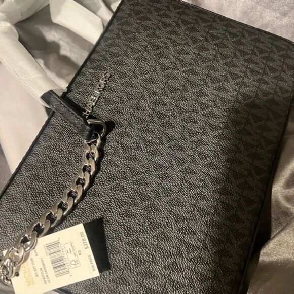 Michael Kors Jet Set Crossbody Bag Purse NEW Black Logo - Picture 2 of 7
